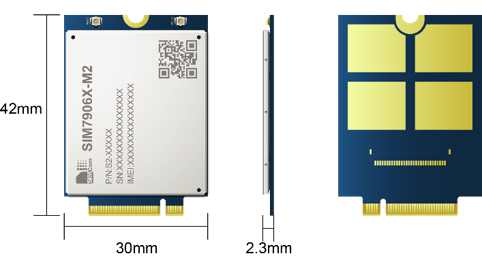 
SIM7906G-M2 is the LTE Cat 6 module which supports wireless communication modes of LTE-TDD/LTE-FDD/HSPA+. It supports maximum 300Mbps downlink rate and 50Mbps uplink rate.