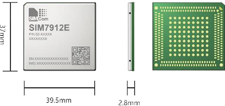 SIM7912X is the LTE Cat 12 module which supports wireless communication modes of LTE-TDD/LTE- FDD/HSPA+. It supports maximum 600Mbps downlink rate and 150Mbps uplink rate.